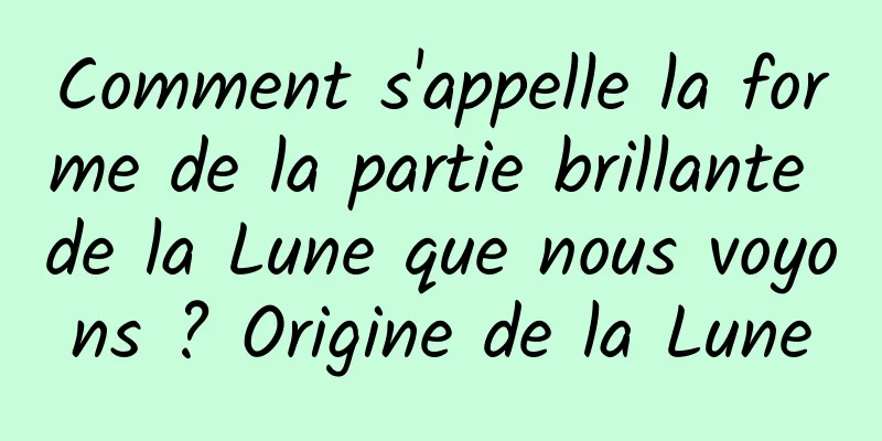 Comment s'appelle la forme de la partie brillante de la Lune que nous voyons ? Origine de la Lune