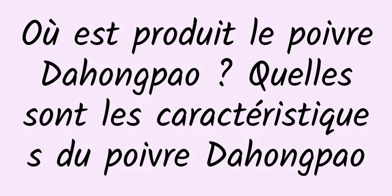 Où est produit le poivre Dahongpao ? Quelles sont les caractéristiques du poivre Dahongpao
