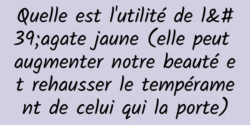 Quelle est l'utilité de l'agate jaune (elle peut augmenter notre beauté et rehausser le tempérament de celui qui la porte)