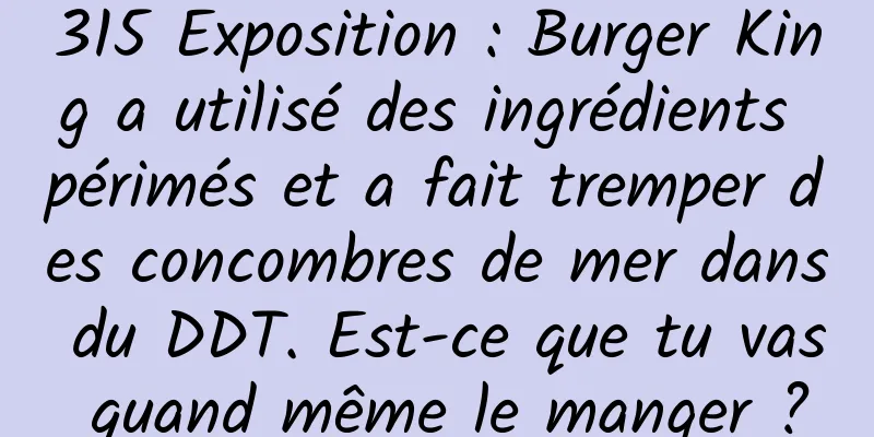 315 Exposition : Burger King a utilisé des ingrédients périmés et a fait tremper des concombres de mer dans du DDT. Est-ce que tu vas quand même le manger ?