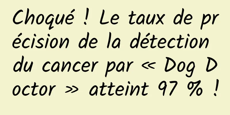 Choqué ! Le taux de précision de la détection du cancer par « Dog Doctor » atteint 97 % !