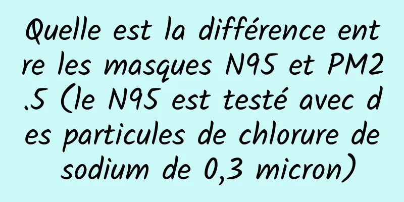 Quelle est la différence entre les masques N95 et PM2.5 (le N95 est testé avec des particules de chlorure de sodium de 0,3 micron)