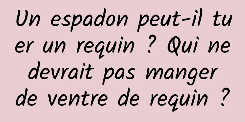 Un espadon peut-il tuer un requin ? Qui ne devrait pas manger de ventre de requin ?