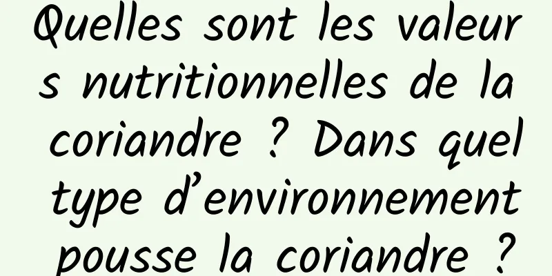 Quelles sont les valeurs nutritionnelles de la coriandre ? Dans quel type d’environnement pousse la coriandre ?