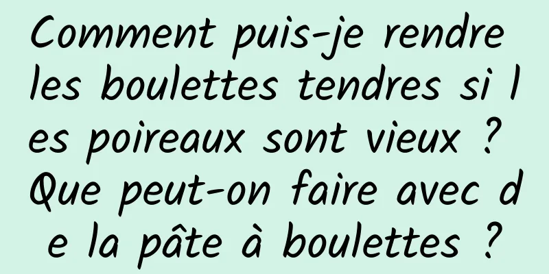 Comment puis-je rendre les boulettes tendres si les poireaux sont vieux ? Que peut-on faire avec de la pâte à boulettes ?