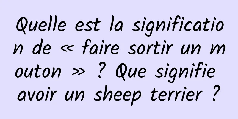 Quelle est la signification de « faire sortir un mouton » ? Que signifie avoir un sheep terrier ?