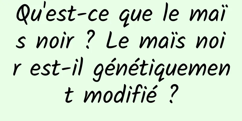 Qu'est-ce que le maïs noir ? Le maïs noir est-il génétiquement modifié ?