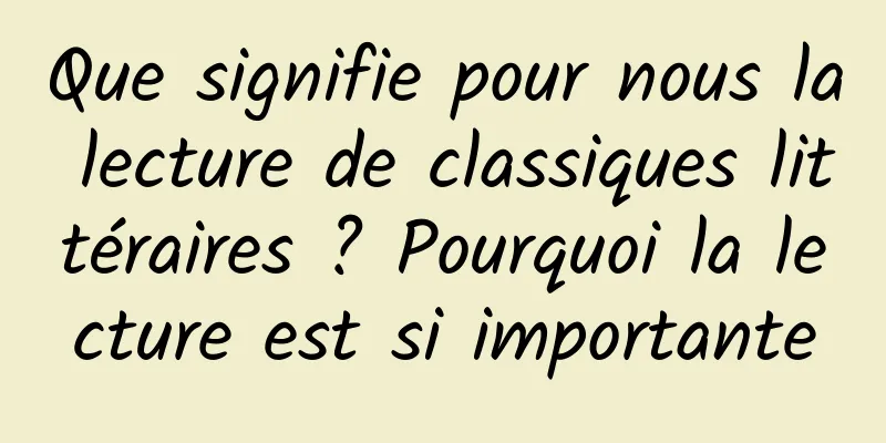 Que signifie pour nous la lecture de classiques littéraires ? Pourquoi la lecture est si importante