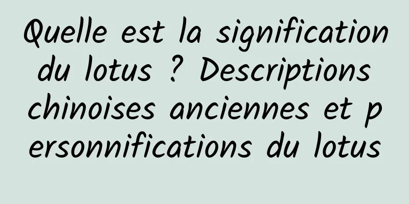 Quelle est la signification du lotus ? Descriptions chinoises anciennes et personnifications du lotus