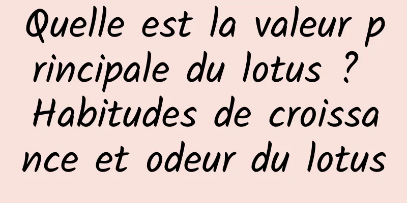 Quelle est la valeur principale du lotus ? Habitudes de croissance et odeur du lotus