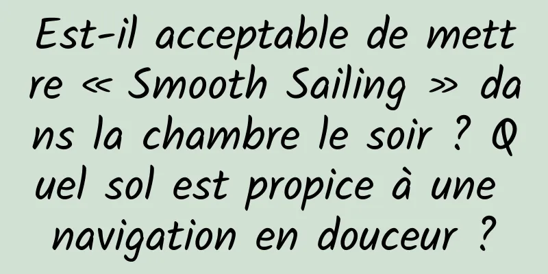 Est-il acceptable de mettre « Smooth Sailing » dans la chambre le soir ? Quel sol est propice à une navigation en douceur ?