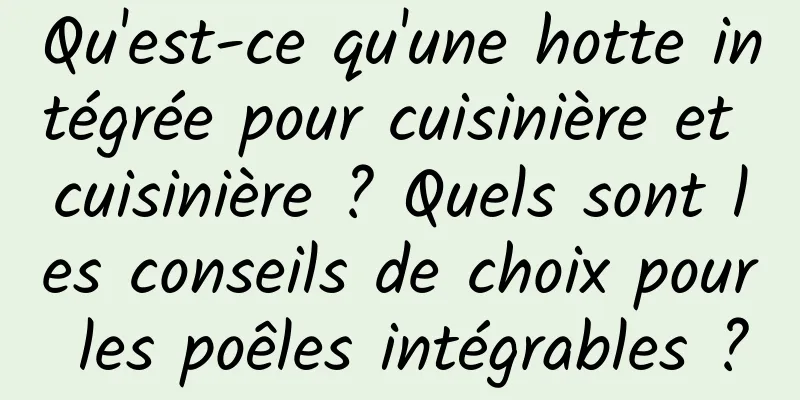 Qu'est-ce qu'une hotte intégrée pour cuisinière et cuisinière ? Quels sont les conseils de choix pour les poêles intégrables ?