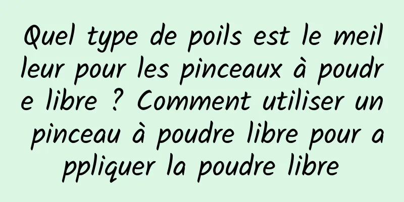 Quel type de poils est le meilleur pour les pinceaux à poudre libre ? Comment utiliser un pinceau à poudre libre pour appliquer la poudre libre