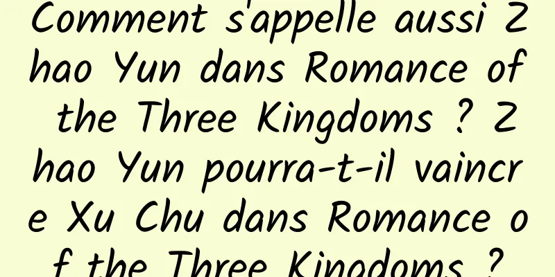 Comment s'appelle aussi Zhao Yun dans Romance of the Three Kingdoms ? Zhao Yun pourra-t-il vaincre Xu Chu dans Romance of the Three Kingdoms ?