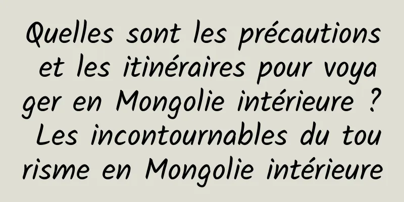 Quelles sont les précautions et les itinéraires pour voyager en Mongolie intérieure ? Les incontournables du tourisme en Mongolie intérieure