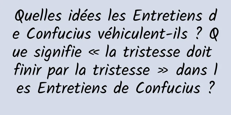 Quelles idées les Entretiens de Confucius véhiculent-ils ? Que signifie « la tristesse doit finir par la tristesse » dans les Entretiens de Confucius ?