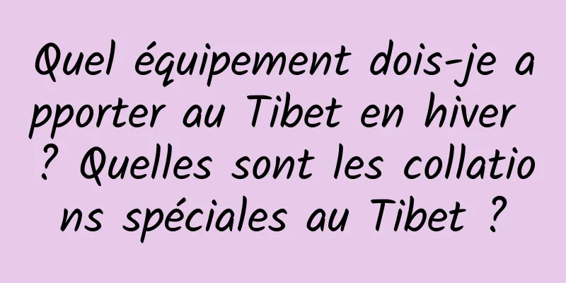 Quel équipement dois-je apporter au Tibet en hiver ? Quelles sont les collations spéciales au Tibet ?