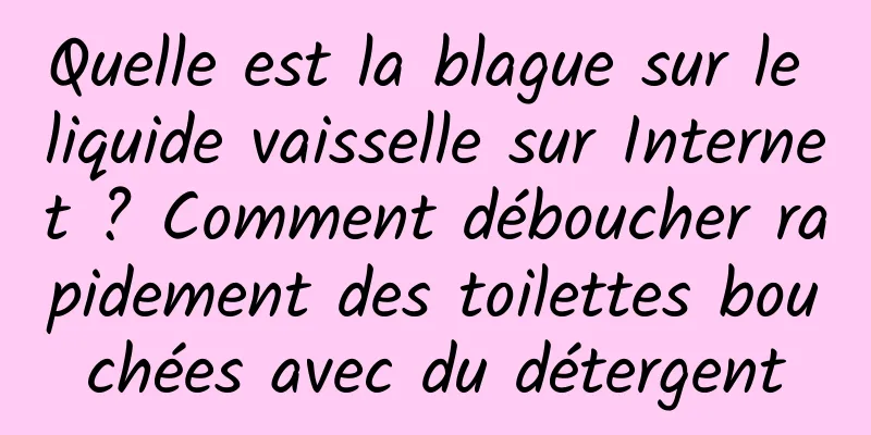 Quelle est la blague sur le liquide vaisselle sur Internet ? Comment déboucher rapidement des toilettes bouchées avec du détergent