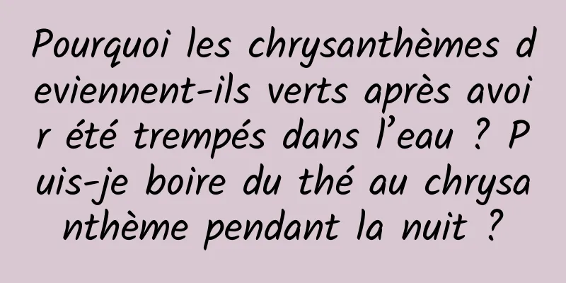 Pourquoi les chrysanthèmes deviennent-ils verts après avoir été trempés dans l’eau ? Puis-je boire du thé au chrysanthème pendant la nuit ?