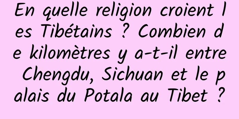 En quelle religion croient les Tibétains ? Combien de kilomètres y a-t-il entre Chengdu, Sichuan et le palais du Potala au Tibet ?