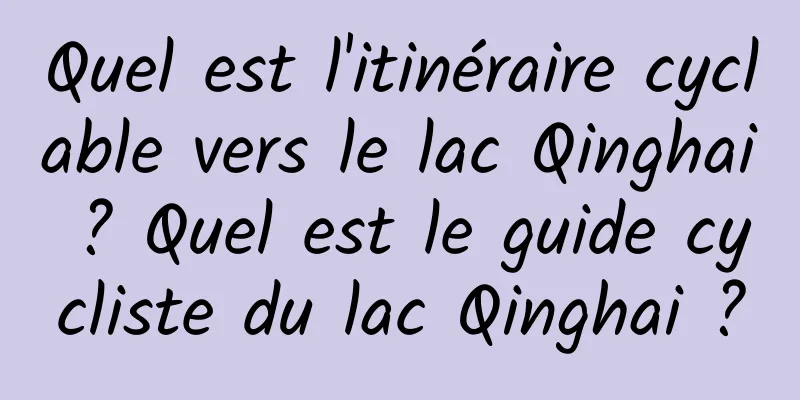 Quel est l'itinéraire cyclable vers le lac Qinghai ? Quel est le guide cycliste du lac Qinghai ?