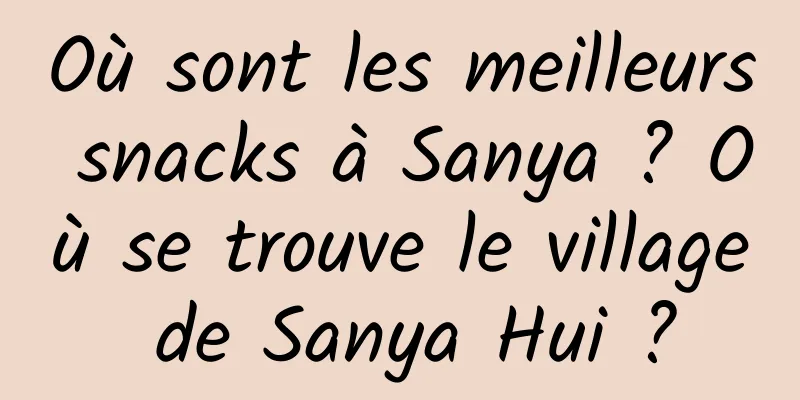 Où sont les meilleurs snacks à Sanya ? Où se trouve le village de Sanya Hui ?