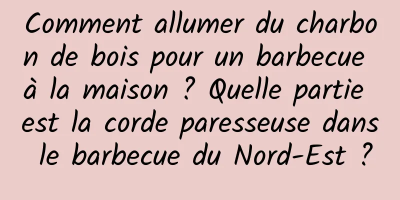 Comment allumer du charbon de bois pour un barbecue à la maison ? Quelle partie est la corde paresseuse dans le barbecue du Nord-Est ?