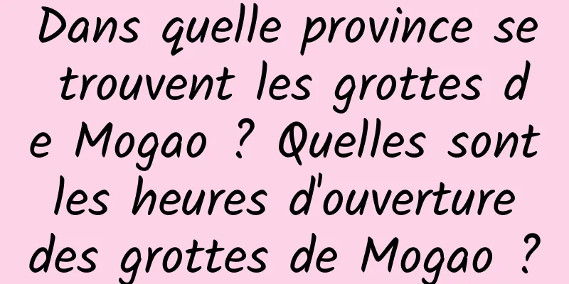 Dans quelle province se trouvent les grottes de Mogao ? Quelles sont les heures d'ouverture des grottes de Mogao ?