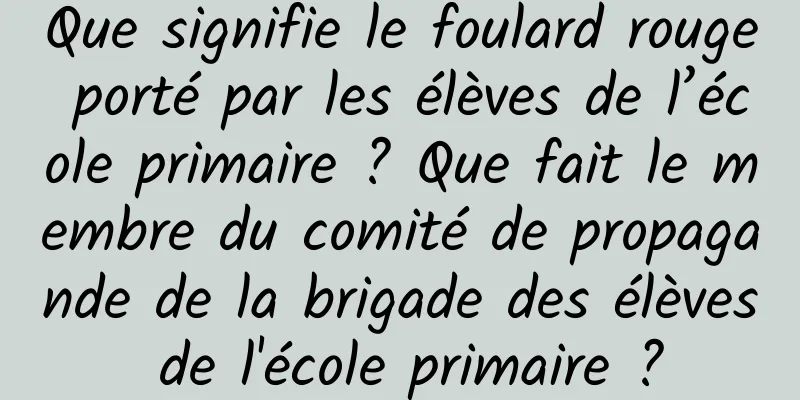 Que signifie le foulard rouge porté par les élèves de l’école primaire ? Que fait le membre du comité de propagande de la brigade des élèves de l'école primaire ?