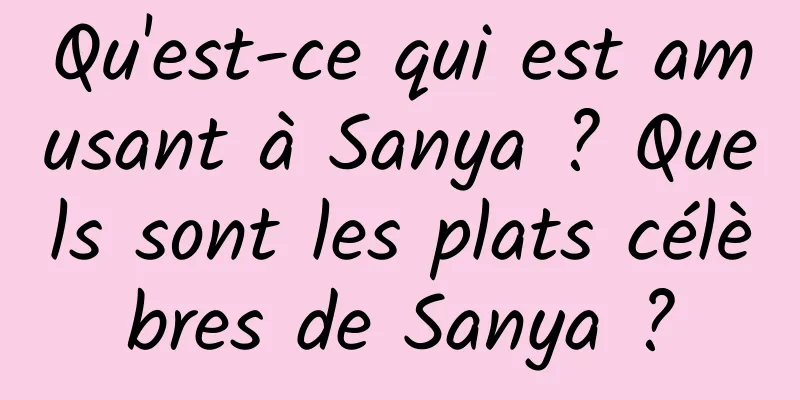 Qu'est-ce qui est amusant à Sanya ? Quels sont les plats célèbres de Sanya ?
