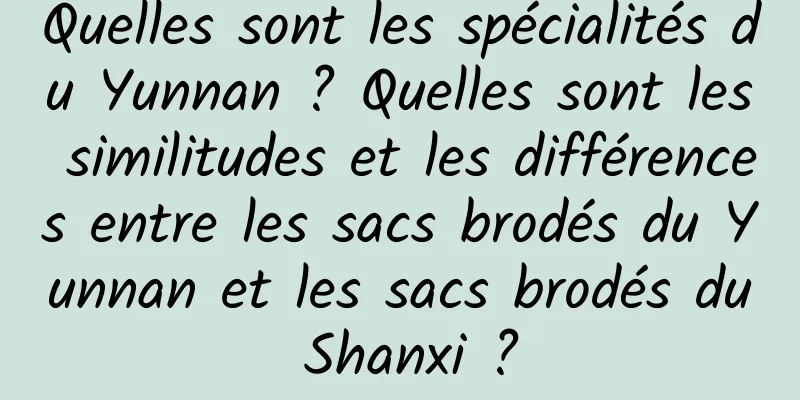 Quelles sont les spécialités du Yunnan ? Quelles sont les similitudes et les différences entre les sacs brodés du Yunnan et les sacs brodés du Shanxi ?