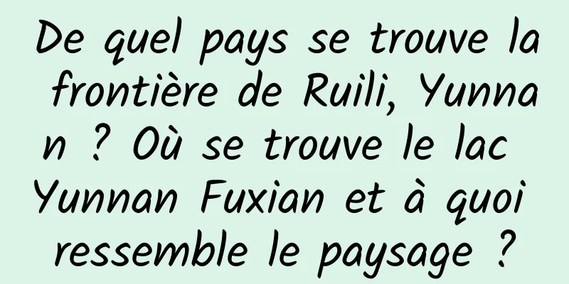 De quel pays se trouve la frontière de Ruili, Yunnan ? Où se trouve le lac Yunnan Fuxian et à quoi ressemble le paysage ?