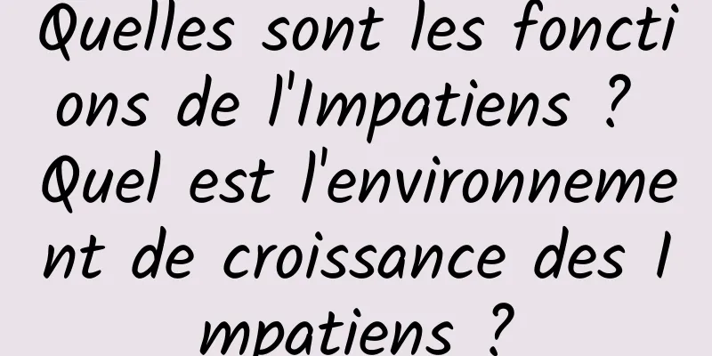 Quelles sont les fonctions de l'Impatiens ? Quel est l'environnement de croissance des Impatiens ?