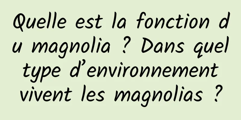 Quelle est la fonction du magnolia ? Dans quel type d’environnement vivent les magnolias ?