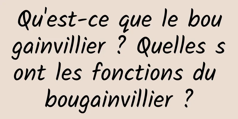 Qu'est-ce que le bougainvillier ? Quelles sont les fonctions du bougainvillier ?