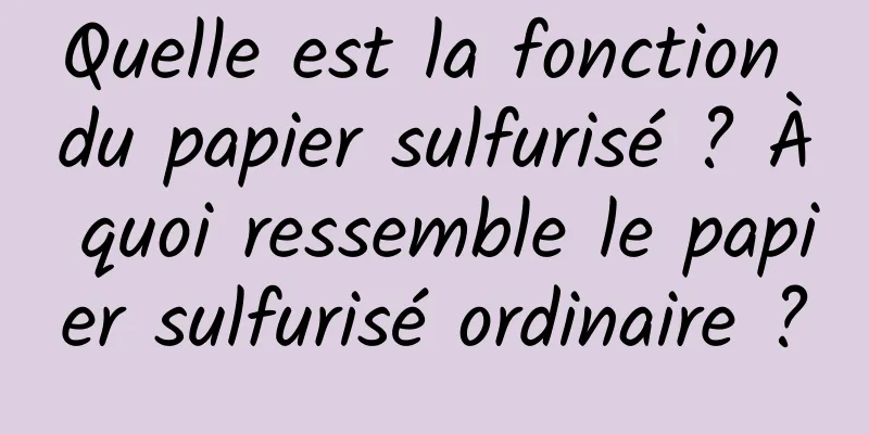 Quelle est la fonction du papier sulfurisé ? À quoi ressemble le papier sulfurisé ordinaire ?