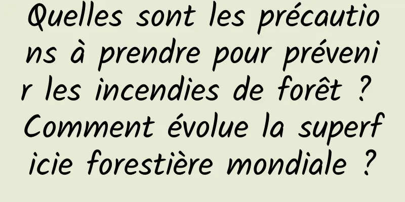 Quelles sont les précautions à prendre pour prévenir les incendies de forêt ? Comment évolue la superficie forestière mondiale ?