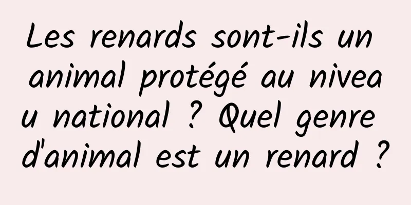 Les renards sont-ils un animal protégé au niveau national ? Quel genre d'animal est un renard ?