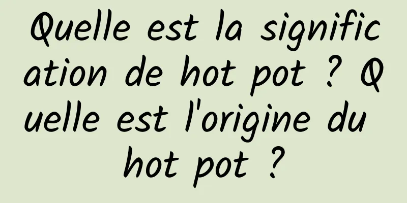 Quelle est la signification de hot pot ? Quelle est l'origine du hot pot ?