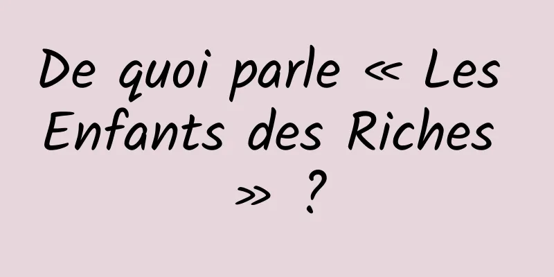 De quoi parle « Les Enfants des Riches » ?