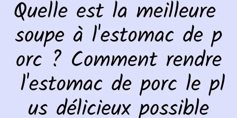 Quelle est la meilleure soupe à l'estomac de porc ? Comment rendre l'estomac de porc le plus délicieux possible
