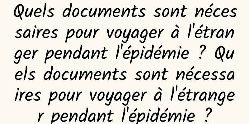 Quels documents sont nécessaires pour voyager à l'étranger pendant l'épidémie ? Quels documents sont nécessaires pour voyager à l'étranger pendant l'épidémie ?