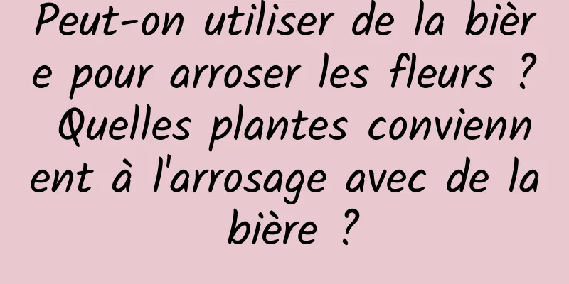 Peut-on utiliser de la bière pour arroser les fleurs ? Quelles plantes conviennent à l'arrosage avec de la bière ?