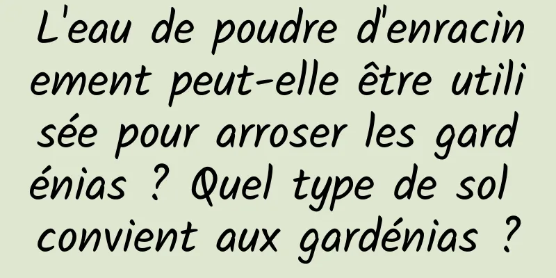 L'eau de poudre d'enracinement peut-elle être utilisée pour arroser les gardénias ? Quel type de sol convient aux gardénias ?
