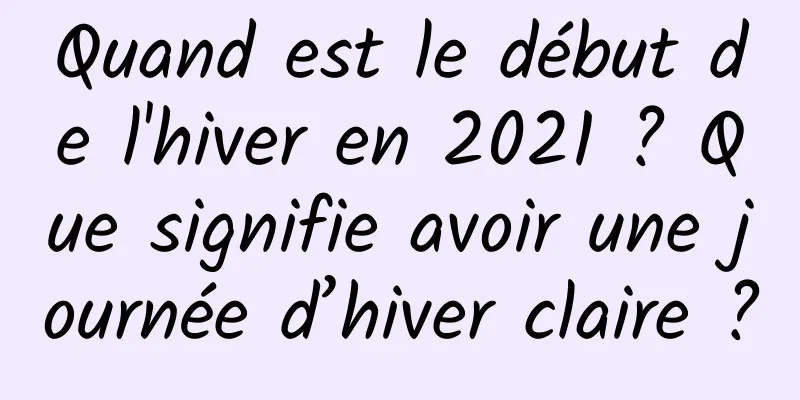 Quand est le début de l'hiver en 2021 ? Que signifie avoir une journée d’hiver claire ?