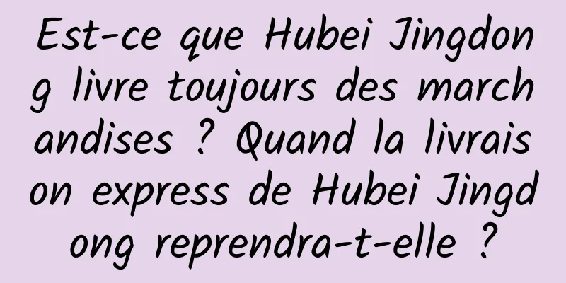 Est-ce que Hubei Jingdong livre toujours des marchandises ? Quand la livraison express de Hubei Jingdong reprendra-t-elle ?
