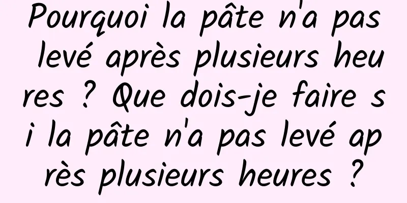 Pourquoi la pâte n'a pas levé après plusieurs heures ? Que dois-je faire si la pâte n'a pas levé après plusieurs heures ?