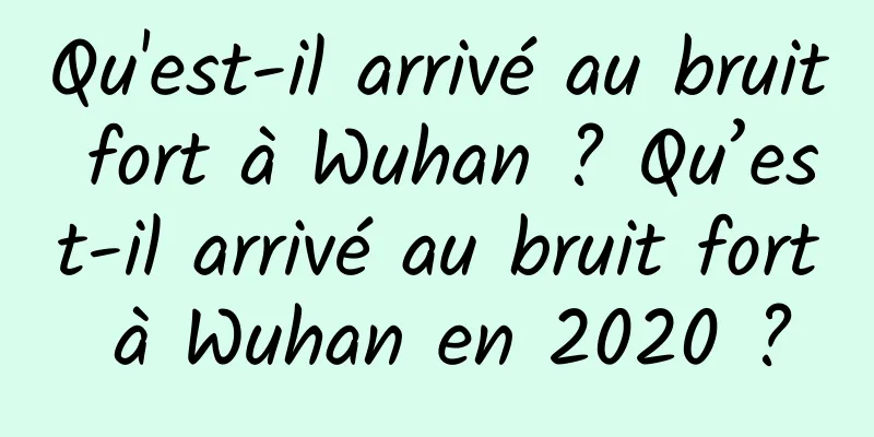 Qu'est-il arrivé au bruit fort à Wuhan ? Qu’est-il arrivé au bruit fort à Wuhan en 2020 ?