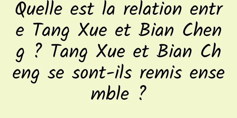 Quelle est la relation entre Tang Xue et Bian Cheng ? Tang Xue et Bian Cheng se sont-ils remis ensemble ?