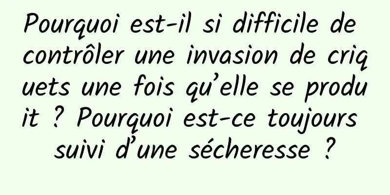Pourquoi est-il si difficile de contrôler une invasion de criquets une fois qu’elle se produit ? Pourquoi est-ce toujours suivi d’une sécheresse ?